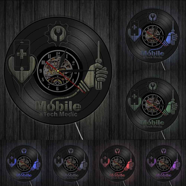 Vinylklocka med medicin och teknik motiv