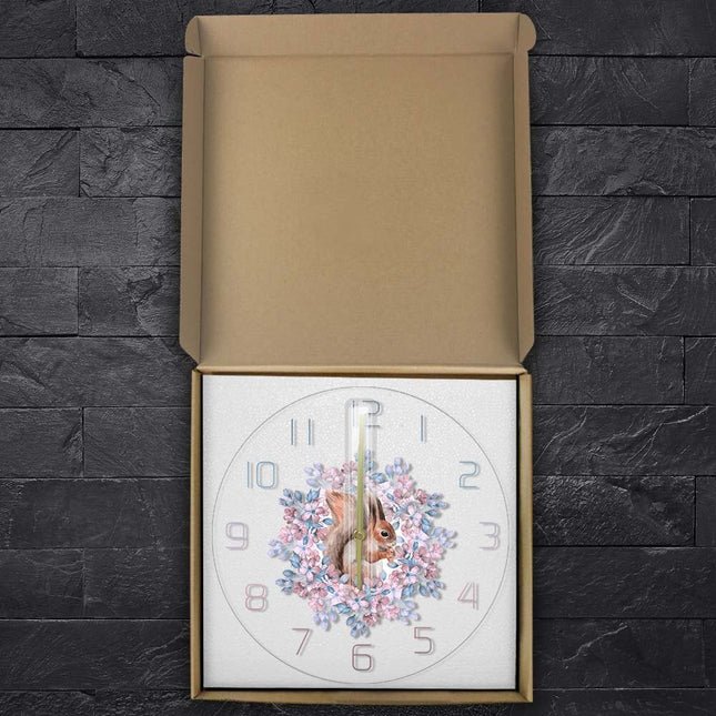 Söt LED väggklocka med ekorrmotiv