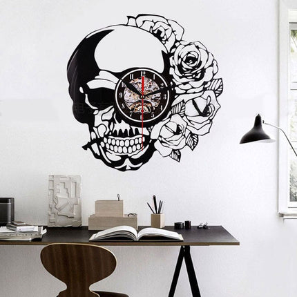 Vinylklocka med dödskalle i steampunk-stil