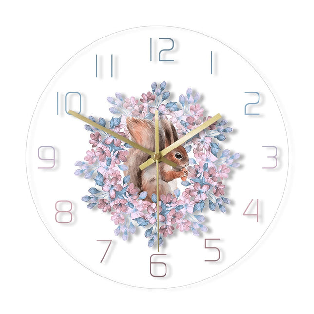 Söt LED väggklocka med ekorrmotiv