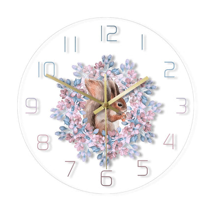 Söt LED väggklocka med ekorrmotiv