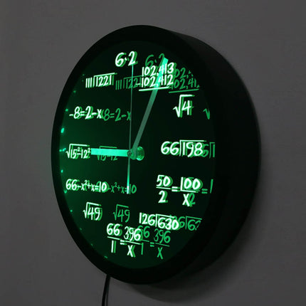 Väggklocka med matematiska formler och LED