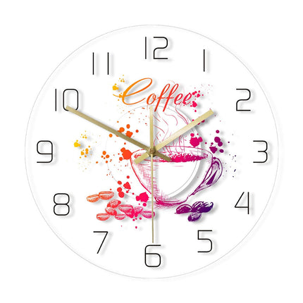 Dekorativ LED väggklocka med kaffemotiv