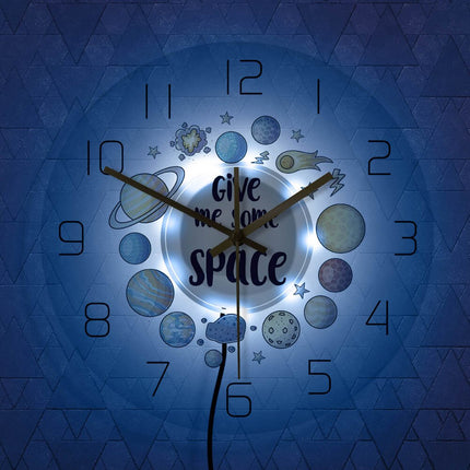 LED väggklocka för barn med planeter