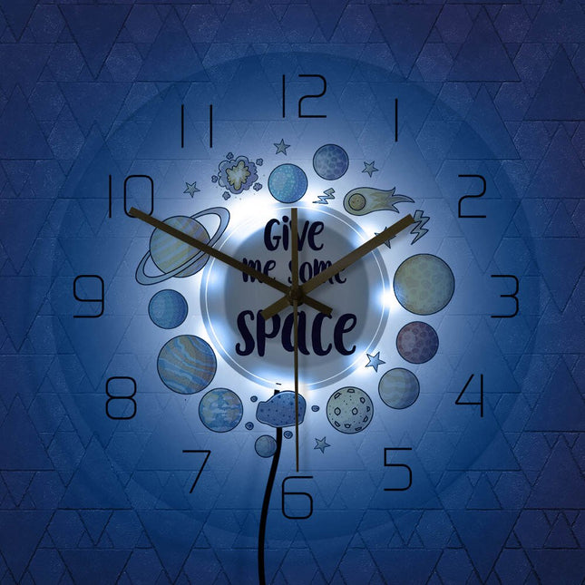 LED väggklocka för barn med planeter