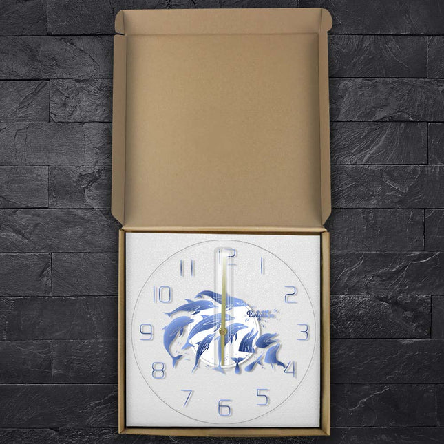 LED väggklocka med hoppande delfiner