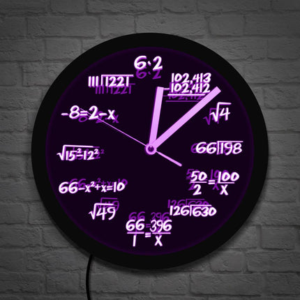 Väggklocka med matematiska formler och LED