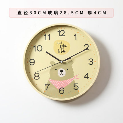 Rund väggklocka med kanin för barn