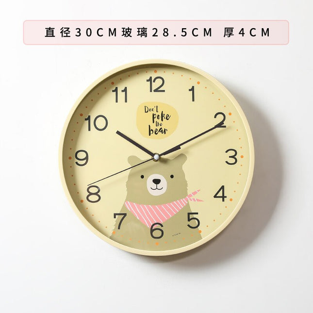 Rund väggklocka med kanin för barn