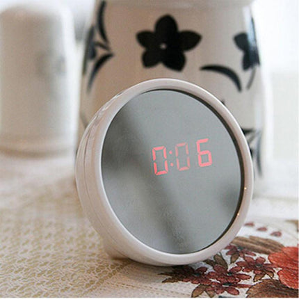 Liten rund digital bordsklocka med LED