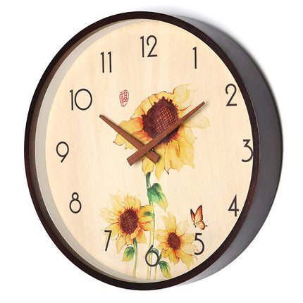 Väggklocka i trä med bambu motiv