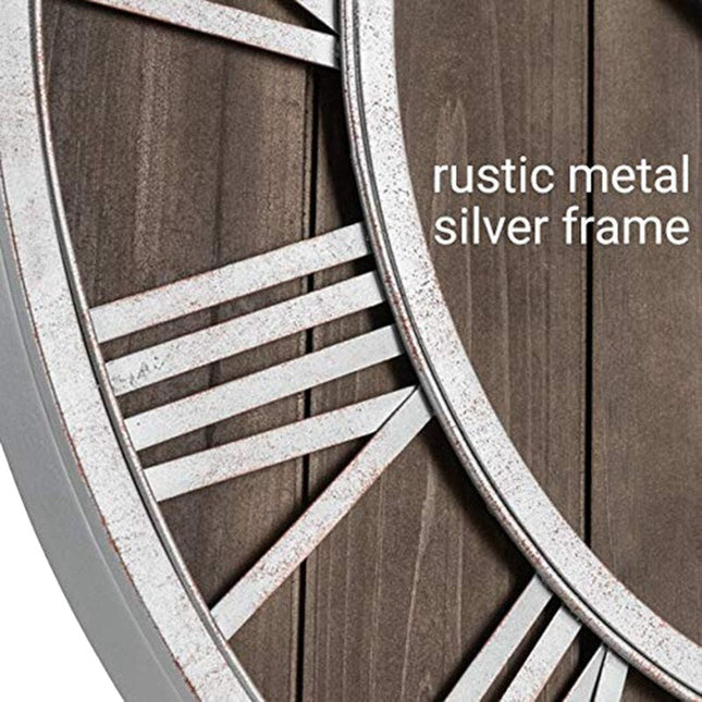 Stor industriell väggklocka i trä