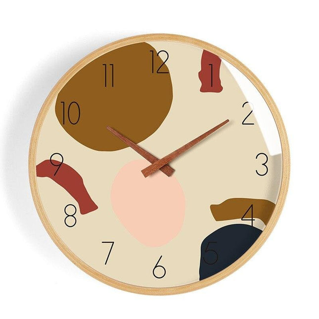 Kreativ väggklocka i trä med pastellfärger