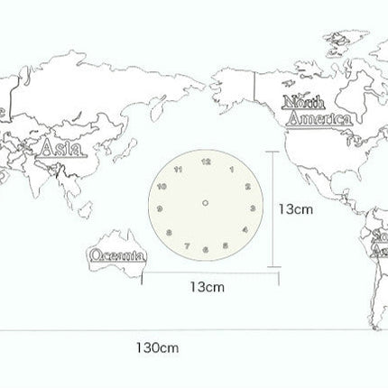Stor väggklocka världskarta med tidszoner