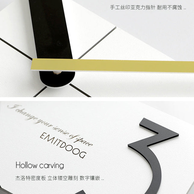 Modern rektangulär väggklocka i trä