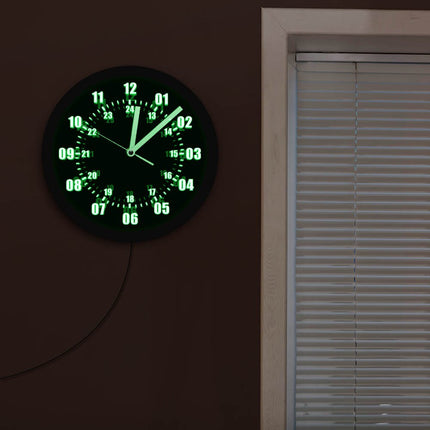 LED-väggklocka med 24-timmars militär tid