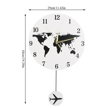 Väggklocka med världskarta och pendel