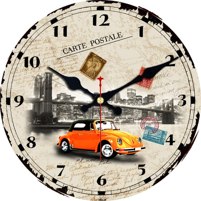 Vintage väggklocka med Paris motiv