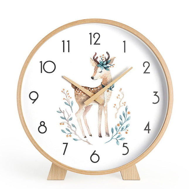 Minimalistisk rund bordsklocka i trä