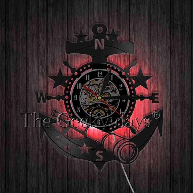 Vinylklocka med ankare marint tema