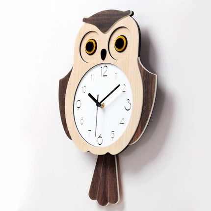 Modern väggklocka för barn med uggla