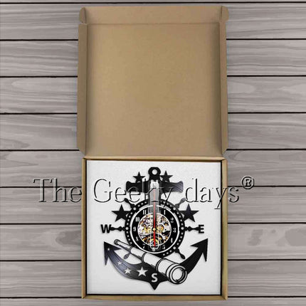 Vinylklocka med ankare marint tema