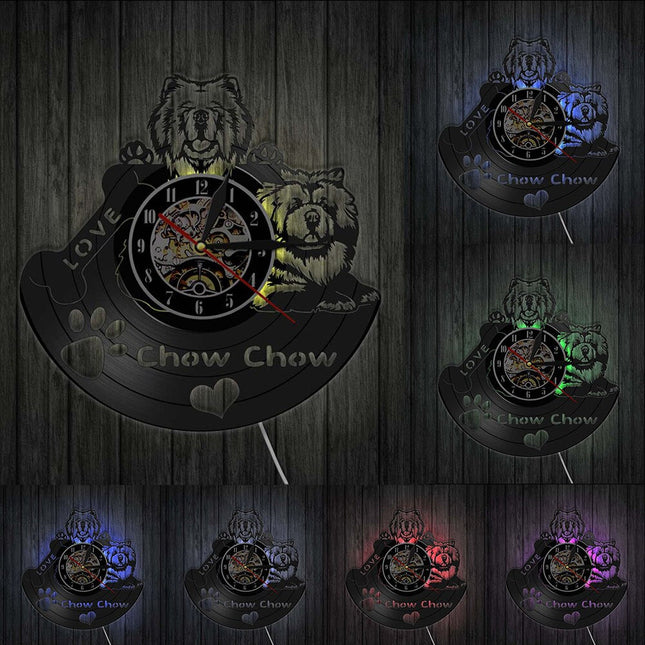 Unik vinylklocka med Chow Chow hund
