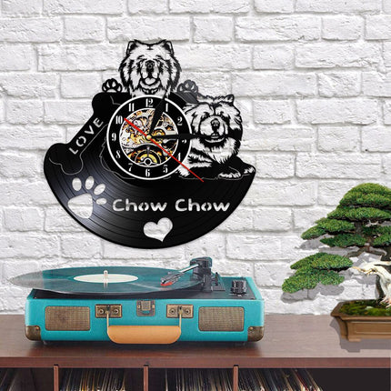 Unik vinylklocka med Chow Chow hund
