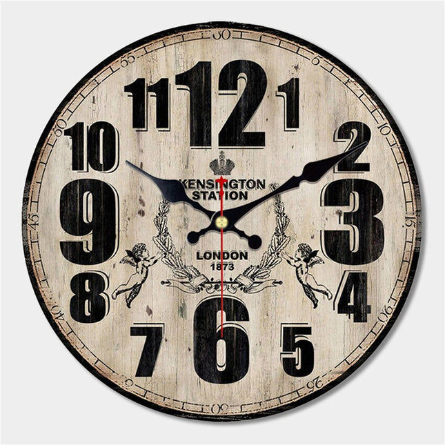 Retro väggklocka i trä för köket