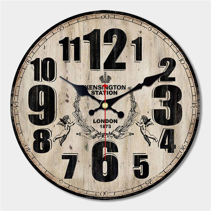 Retro väggklocka i trä för köket