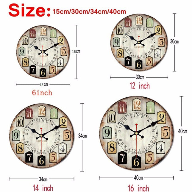 Vintage väggklocka med rosa rosor