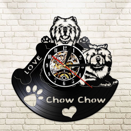 Unik vinylklocka med Chow Chow hund