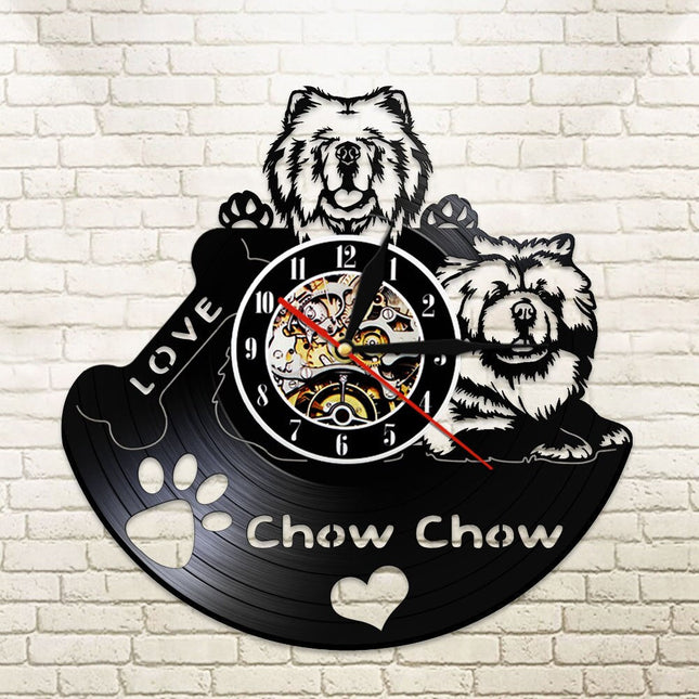 Unik vinylklocka med Chow Chow hund
