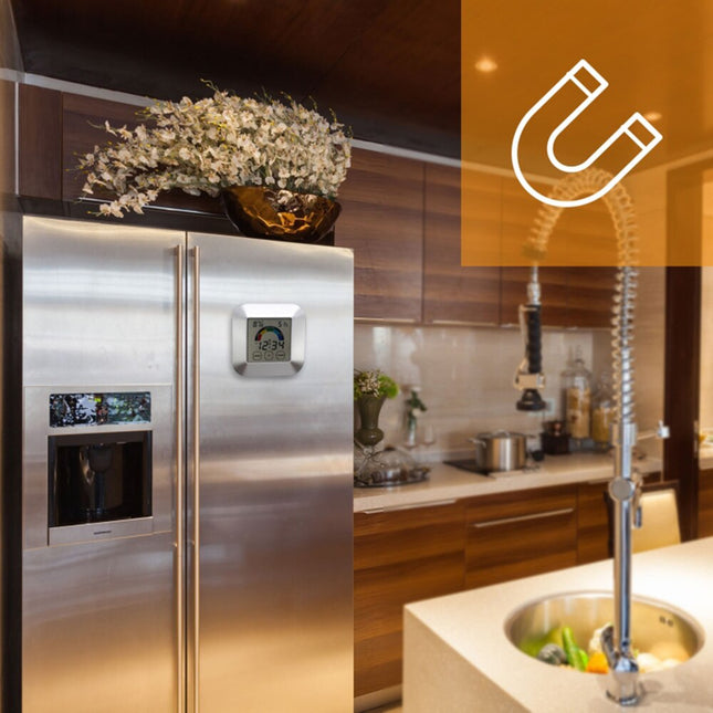 Digital bordsklocka med fuktighetsmätare