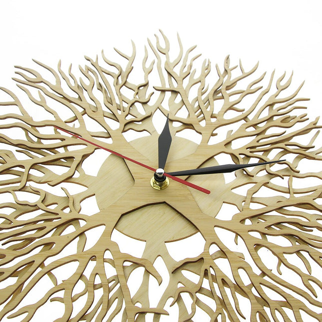 Unik väggklocka träd design i trä