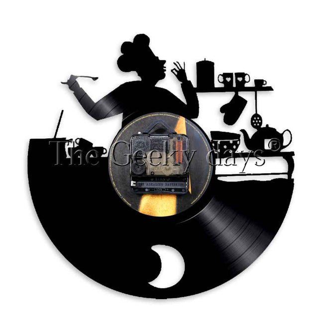 Vinyl väggklocka med kock för köket