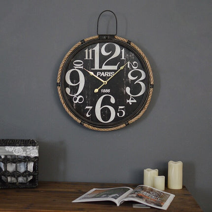Rustik väggklocka med rep Paris-stil