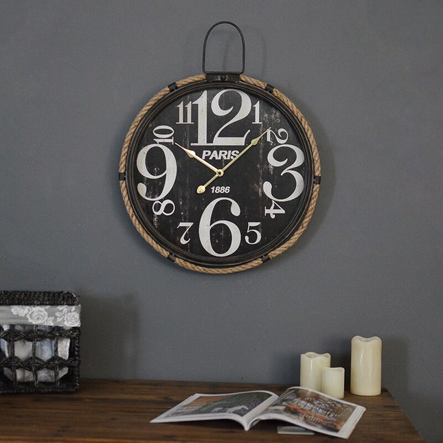 Rustik väggklocka med rep Paris-stil