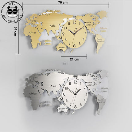 Stor väggklocka världskarta för kök