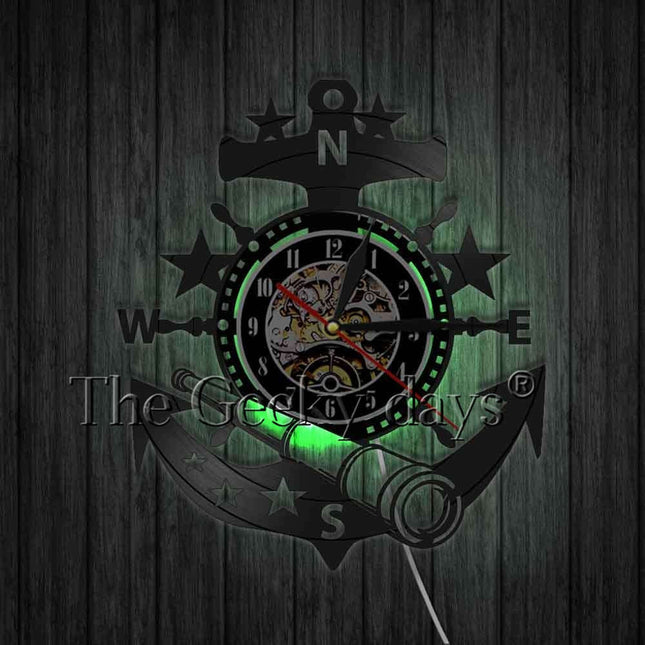 Vinylklocka med ankare marint tema