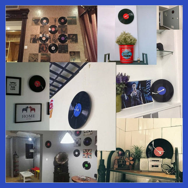 Retro vinylklocka med skivspelare design