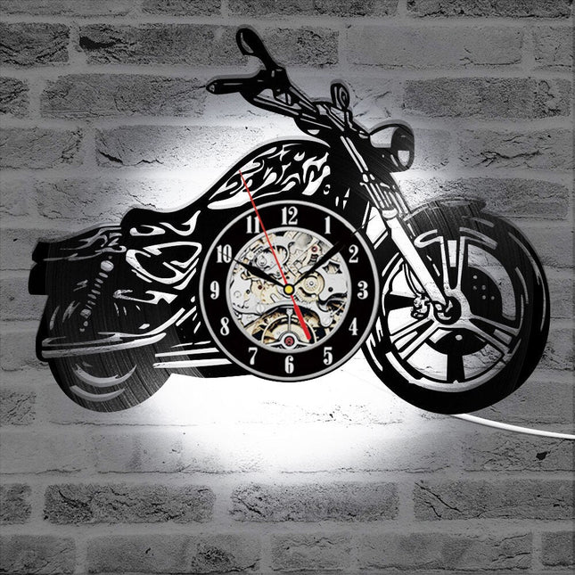 Väggklocka i vinyl med motorcykel