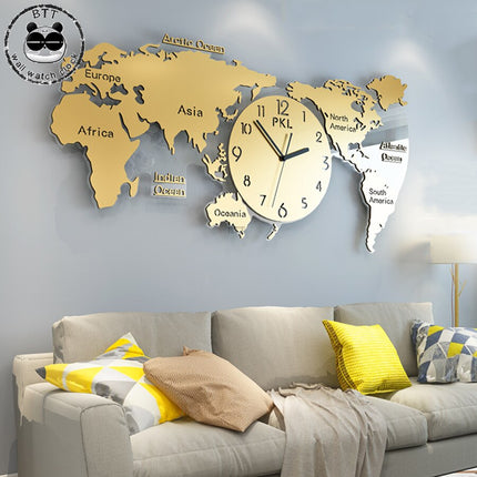 Stor väggklocka världskarta för kök