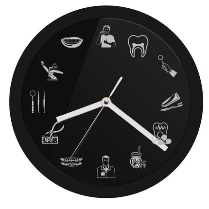 Lysande väggklocka för tandläkarmottagning