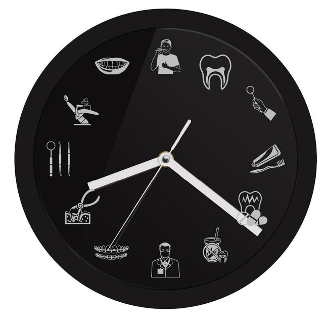 Lysande väggklocka för tandläkarmottagning