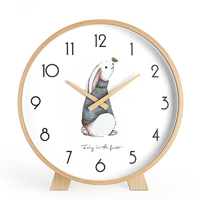 Minimalistisk rund bordsklocka i trä