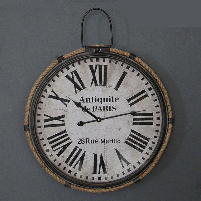 Rustik väggklocka med rep Paris-stil