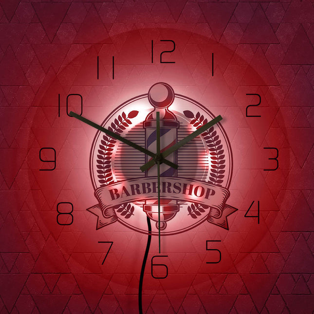 LED väggklocka för frisörsalong barberare