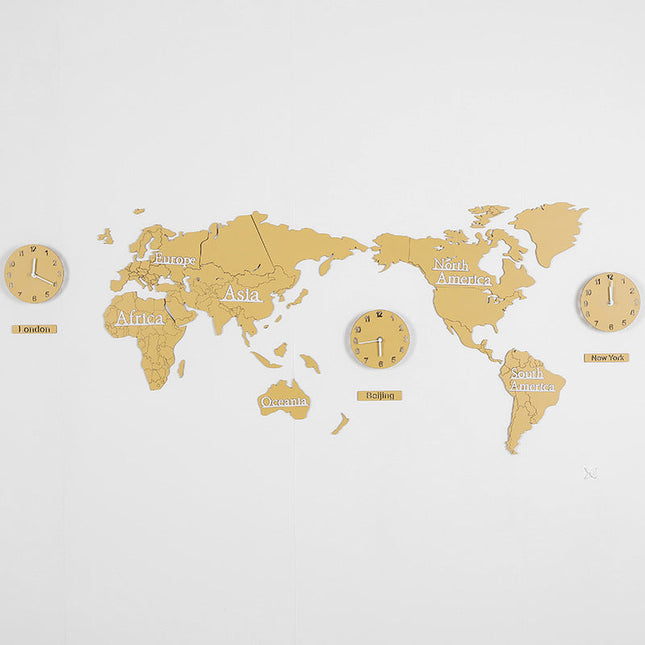 Originell väggklocka världskarta för vardagsrum