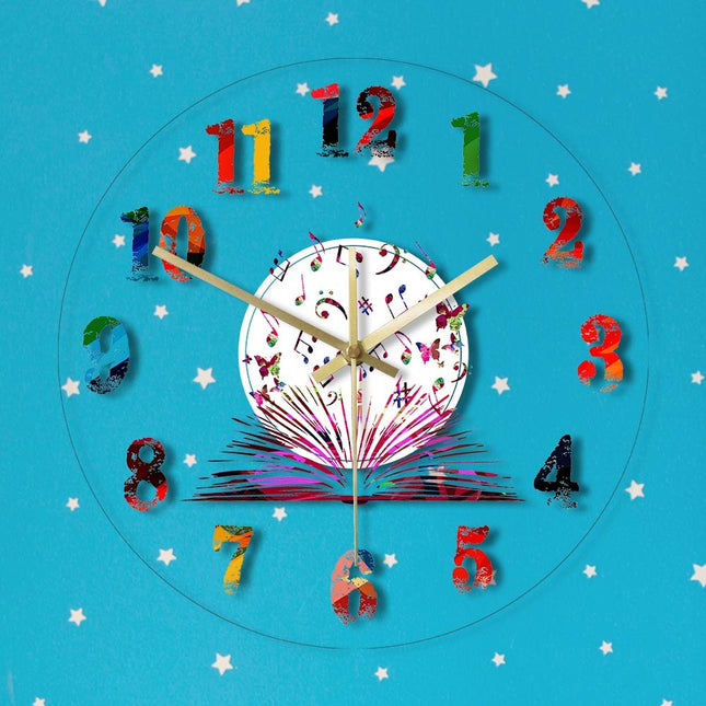 Akryl LED väggklocka med musikbok